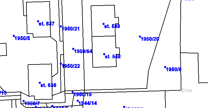 Parcela st. 548 v KÚ Lomnice nad Lužnicí, Katastrální mapa