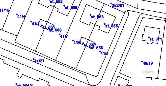 Parcela st. 557 v KÚ Lomnice nad Lužnicí, Katastrální mapa