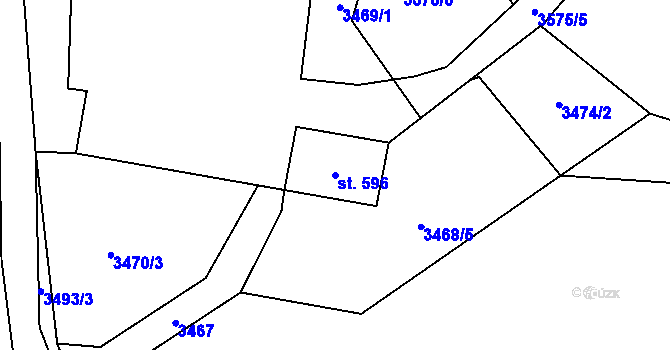 Parcela st. 596 v KÚ Lomnice nad Lužnicí, Katastrální mapa