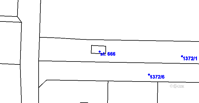 Parcela st. 666 v KÚ Lomnice nad Lužnicí, Katastrální mapa
