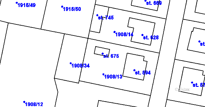 Parcela st. 675 v KÚ Lomnice nad Lužnicí, Katastrální mapa