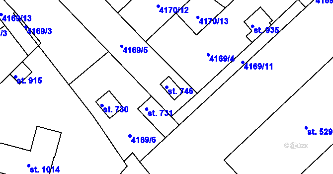 Parcela st. 746 v KÚ Lomnice nad Lužnicí, Katastrální mapa