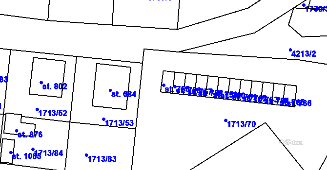 Parcela st. 755 v KÚ Lomnice nad Lužnicí, Katastrální mapa