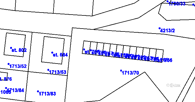 Parcela st. 757 v KÚ Lomnice nad Lužnicí, Katastrální mapa
