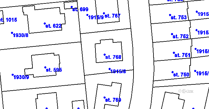Parcela st. 768 v KÚ Lomnice nad Lužnicí, Katastrální mapa