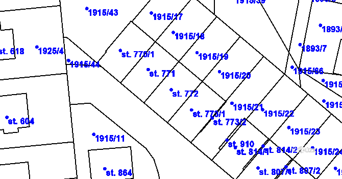 Parcela st. 772 v KÚ Lomnice nad Lužnicí, Katastrální mapa