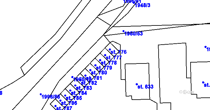 Parcela st. 777 v KÚ Lomnice nad Lužnicí, Katastrální mapa