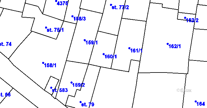 Parcela st. 160/1 v KÚ Lomnice nad Lužnicí, Katastrální mapa