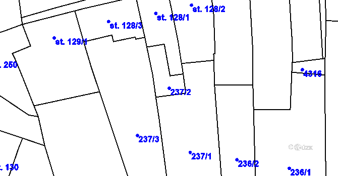 Parcela st. 237/2 v KÚ Lomnice nad Lužnicí, Katastrální mapa