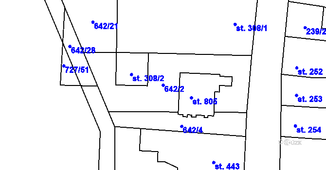 Parcela st. 642/2 v KÚ Lomnice nad Lužnicí, Katastrální mapa