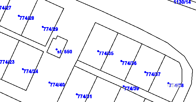 Parcela st. 774/35 v KÚ Lomnice nad Lužnicí, Katastrální mapa