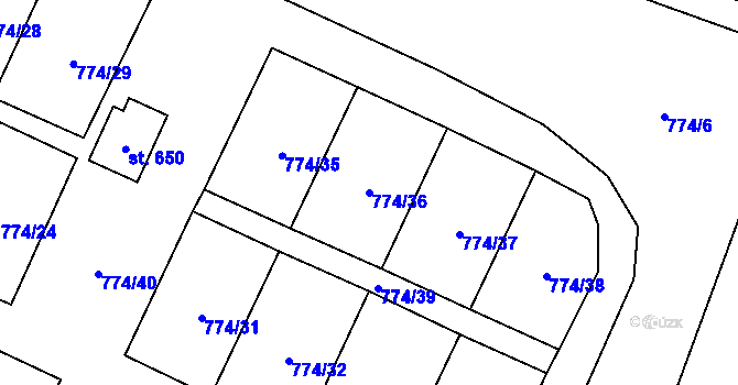 Parcela st. 774/36 v KÚ Lomnice nad Lužnicí, Katastrální mapa