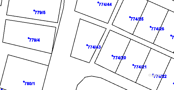 Parcela st. 774/43 v KÚ Lomnice nad Lužnicí, Katastrální mapa