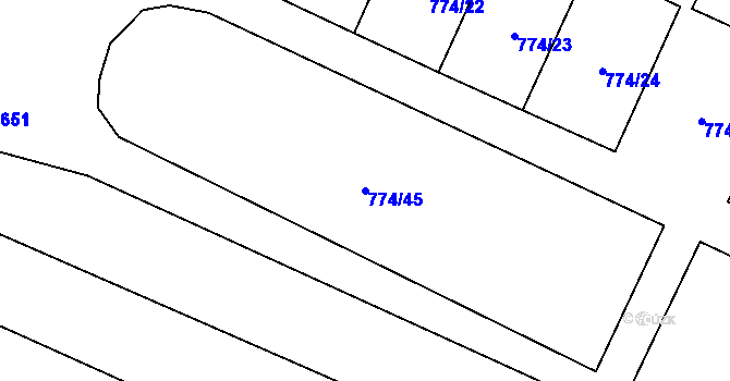 Parcela st. 774/45 v KÚ Lomnice nad Lužnicí, Katastrální mapa