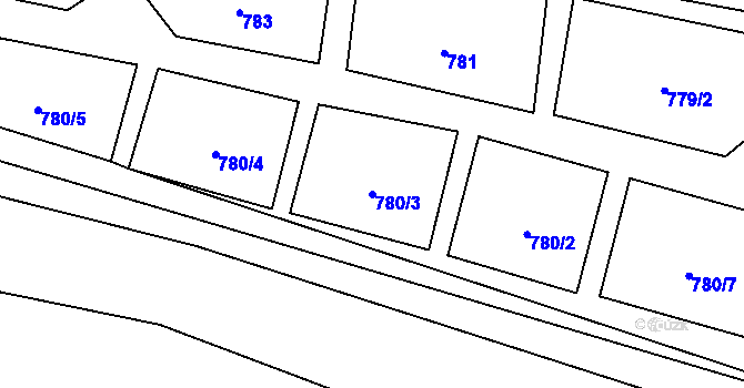 Parcela st. 780/3 v KÚ Lomnice nad Lužnicí, Katastrální mapa