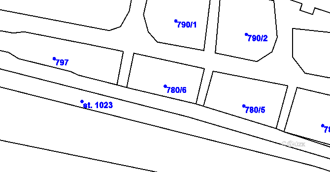 Parcela st. 780/6 v KÚ Lomnice nad Lužnicí, Katastrální mapa