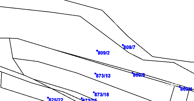 Parcela st. 809/2 v KÚ Lomnice nad Lužnicí, Katastrální mapa