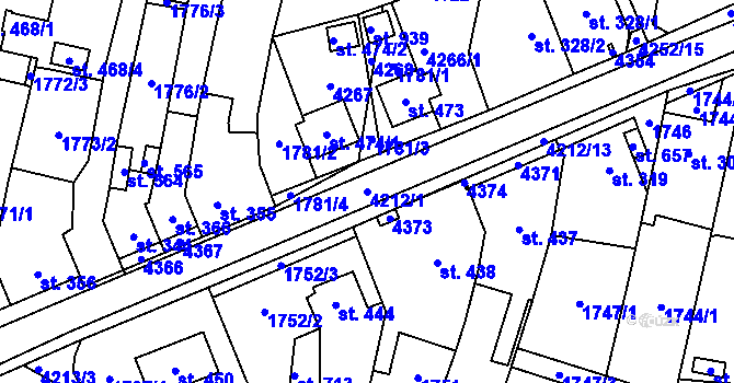 Parcela st. 4212/1 v KÚ Lomnice nad Lužnicí, Katastrální mapa