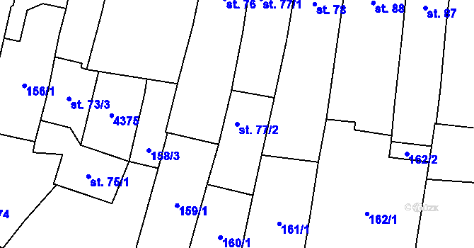 Parcela st. 77/2 v KÚ Lomnice nad Lužnicí, Katastrální mapa