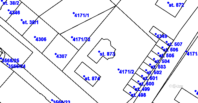 Parcela st. 873 v KÚ Lomnice nad Lužnicí, Katastrální mapa