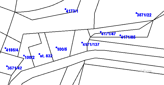 Parcela st. 4171/137 v KÚ Lomnice nad Lužnicí, Katastrální mapa