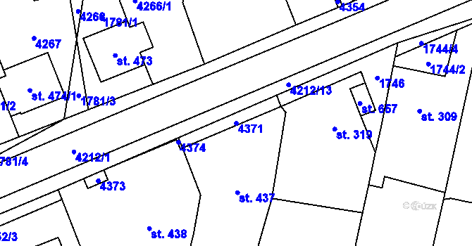Parcela st. 4371 v KÚ Lomnice nad Lužnicí, Katastrální mapa