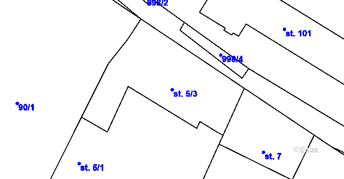 Parcela st. 5/3 v KÚ Smržov u Lomnice nad Lužnicí, Katastrální mapa