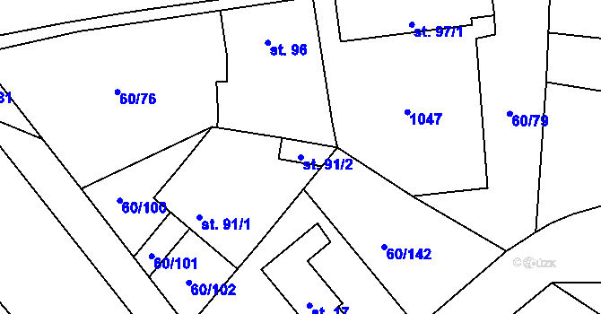 Parcela st. 91/2 v KÚ Smržov u Lomnice nad Lužnicí, Katastrální mapa