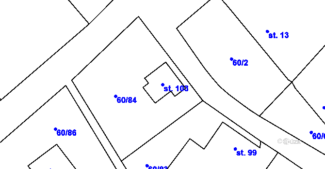 Parcela st. 103 v KÚ Smržov u Lomnice nad Lužnicí, Katastrální mapa