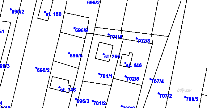 Parcela st. 266 v KÚ Smržov u Lomnice nad Lužnicí, Katastrální mapa