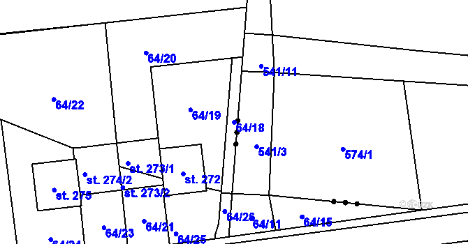 Parcela st. 64/18 v KÚ Smržov u Lomnice nad Lužnicí, Katastrální mapa