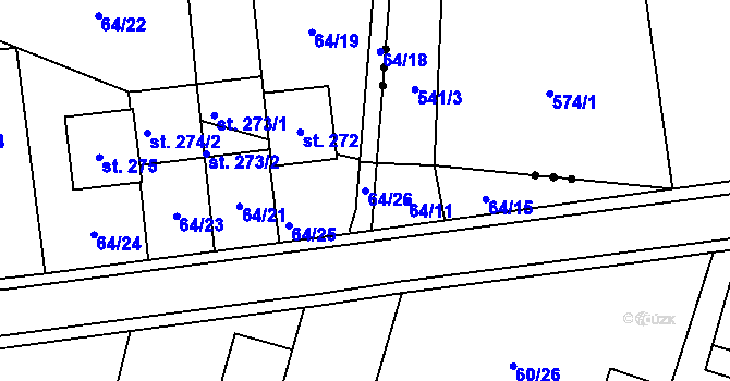 Parcela st. 64/26 v KÚ Smržov u Lomnice nad Lužnicí, Katastrální mapa