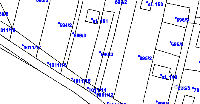Parcela st. 690/3 v KÚ Smržov u Lomnice nad Lužnicí, Katastrální mapa