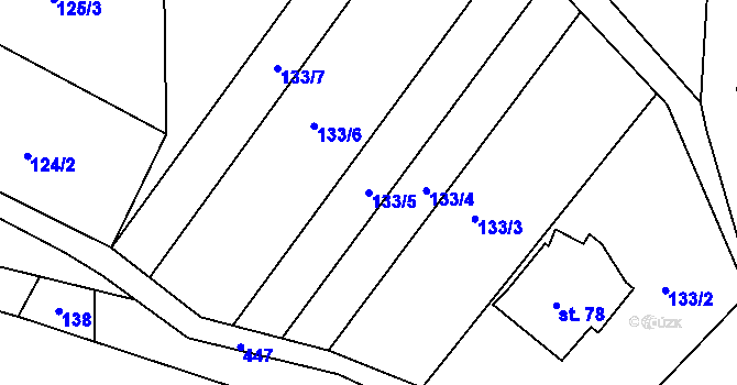 Parcela st. 133/5 v KÚ Chlum pod Táborem, Katastrální mapa