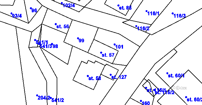 Parcela st. 57 v KÚ Košov, Katastrální mapa