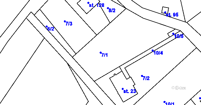 Parcela st. 7/1 v KÚ Košov, Katastrální mapa