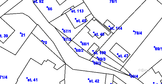 Parcela st. 68/1 v KÚ Košov, Katastrální mapa