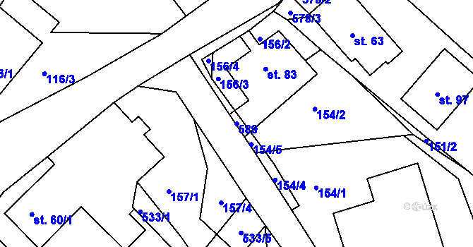 Parcela st. 589 v KÚ Košov, Katastrální mapa