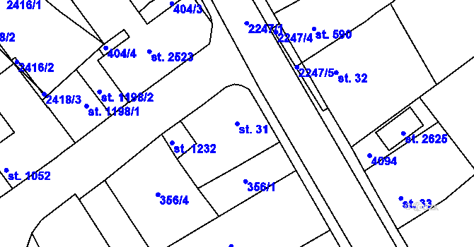Parcela st. 31 v KÚ Lomnice nad Popelkou, Katastrální mapa