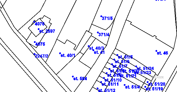 Parcela st. 40/3 v KÚ Lomnice nad Popelkou, Katastrální mapa