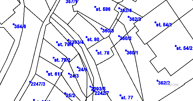 Parcela st. 78 v KÚ Lomnice nad Popelkou, Katastrální mapa