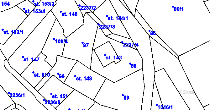 Parcela st. 143 v KÚ Lomnice nad Popelkou, Katastrální mapa