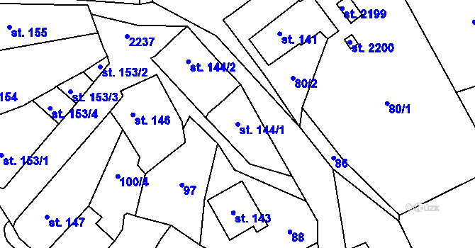 Parcela st. 144/1 v KÚ Lomnice nad Popelkou, Katastrální mapa
