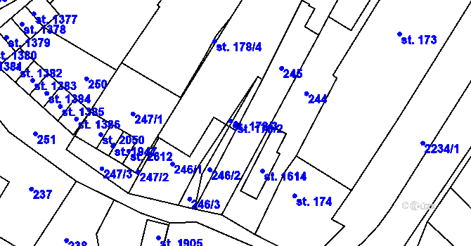Parcela st. 178/2 v KÚ Lomnice nad Popelkou, Katastrální mapa