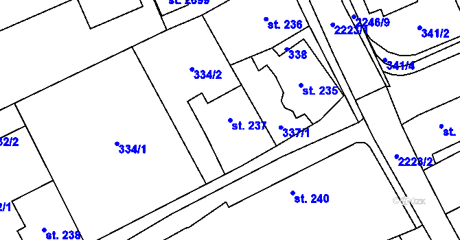 Parcela st. 237 v KÚ Lomnice nad Popelkou, Katastrální mapa