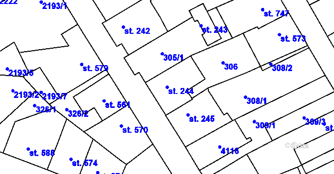 Parcela st. 244 v KÚ Lomnice nad Popelkou, Katastrální mapa