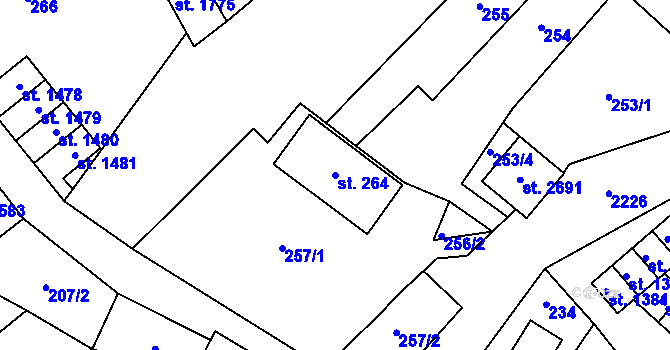 Parcela st. 264 v KÚ Lomnice nad Popelkou, Katastrální mapa
