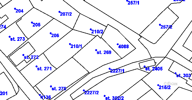 Parcela st. 269 v KÚ Lomnice nad Popelkou, Katastrální mapa