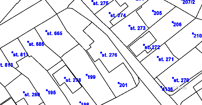 Parcela st. 276 v KÚ Lomnice nad Popelkou, Katastrální mapa