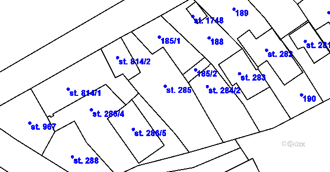 Parcela st. 285 v KÚ Lomnice nad Popelkou, Katastrální mapa